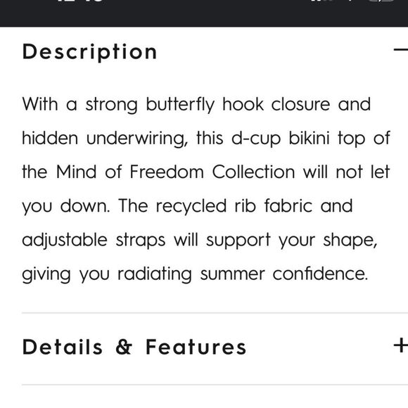 ROXY BIKINI TOP SIZE SMALL IN A D CUP HAS REMOVABLE PADS  WITH ADJUSTABLE STRAPS - Picture 8 of 14